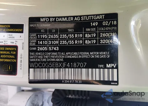 2018 Mercedes-Benz Glc 350E 4Matic z USA, uszkodzony, nr VIN WDC0G5EBXJF418707